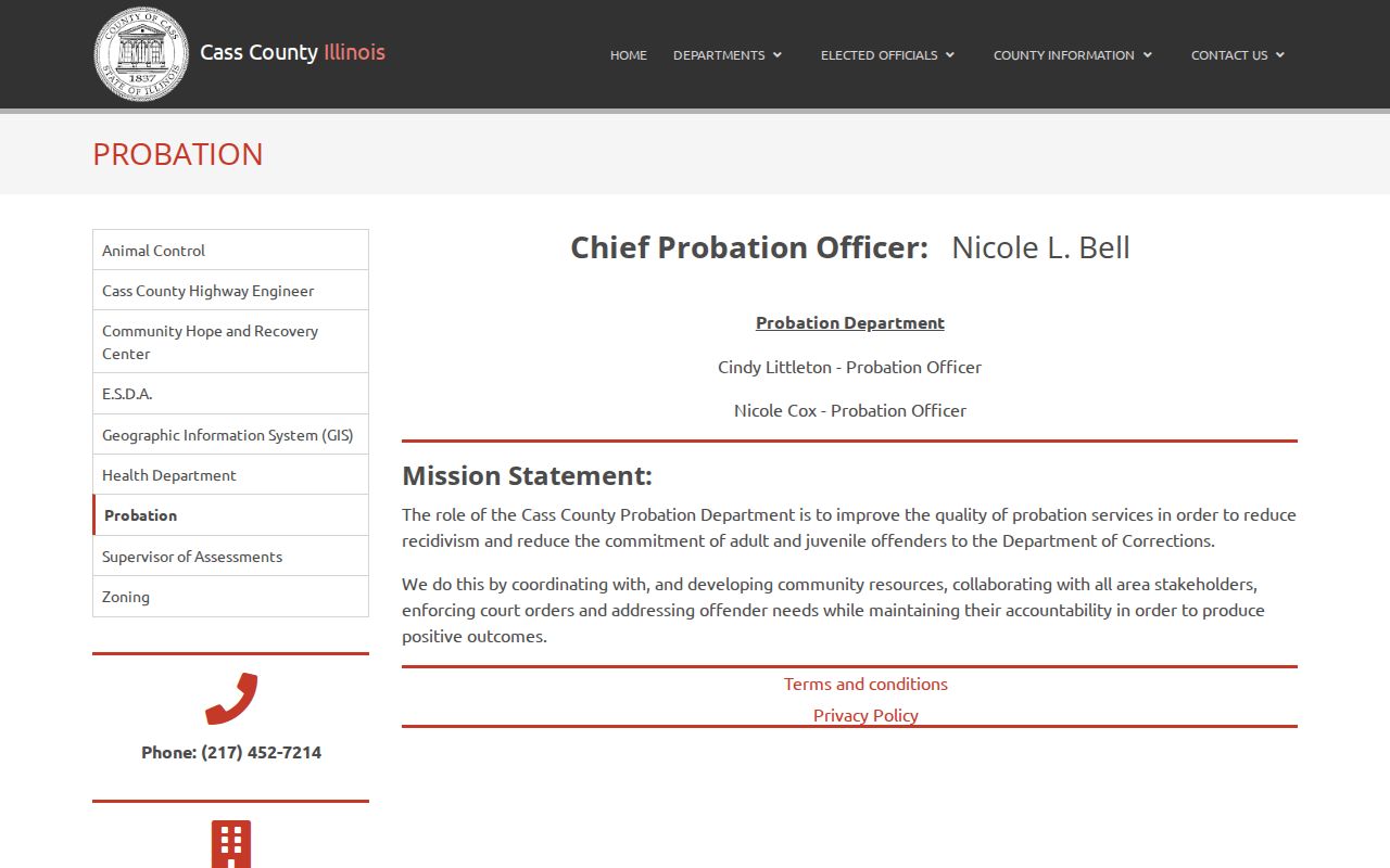 Cass County probation and post-release supervision office page