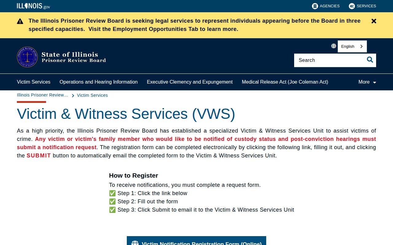 Illinois PRB notification layer for Cass County prison release events