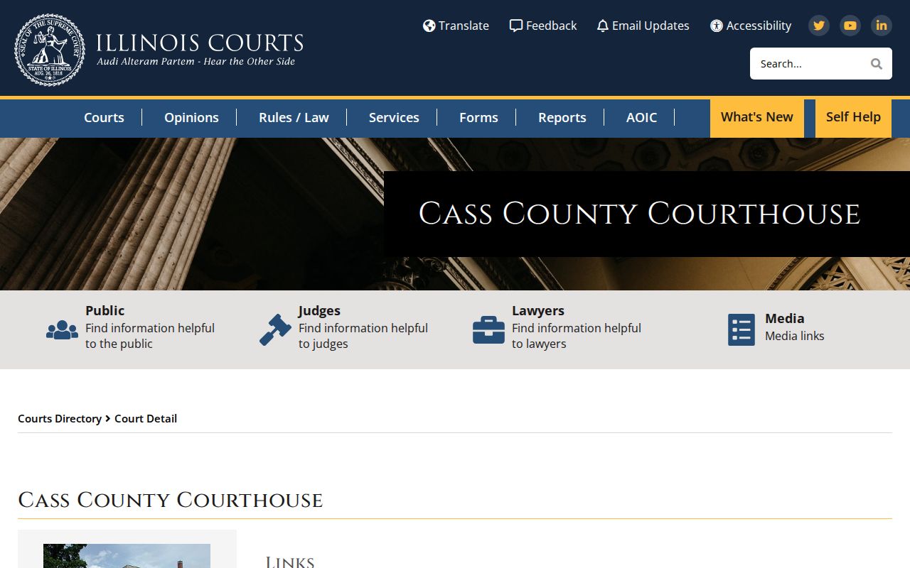 Illinois Courts Cass County Courthouse access and transit information